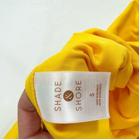 Shade & Shore Swim Women Small Yellow Plunge Hardware Trim Cheeky One Piece NWT - Picture 7 of 10